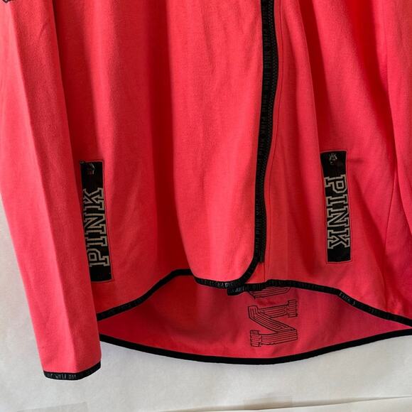 Victoria’s Secret PINK Nation Sequin Zip Hoodie L/XL Gray Reflective Thumbholes - Picture 4 of 16